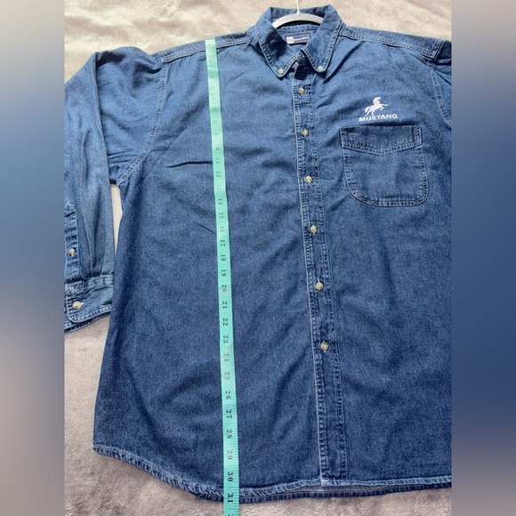 Mustang Men's Classic Denim Shirt - Dark Blue(0038) - Picture 6 of 10